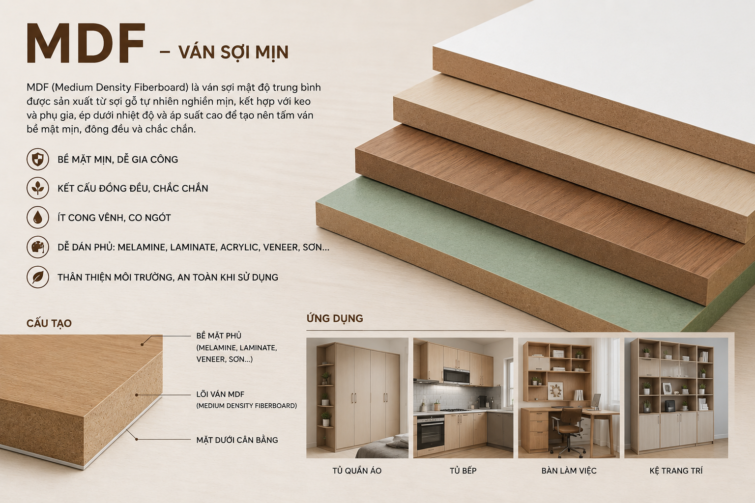 Cấu tạo ván MDF — ván sợi mịn