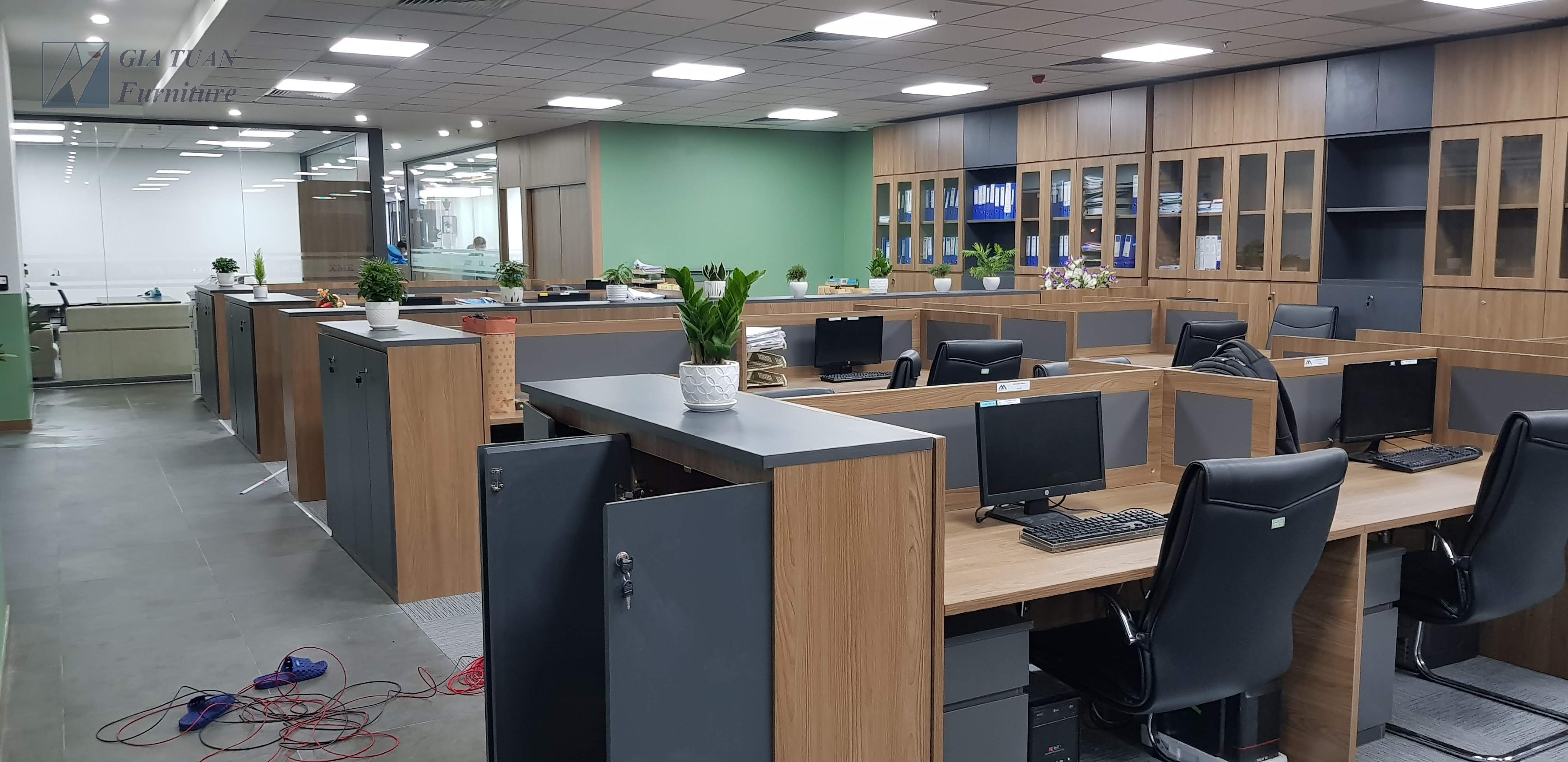 Workspace tổng thể với tủ tài liệu